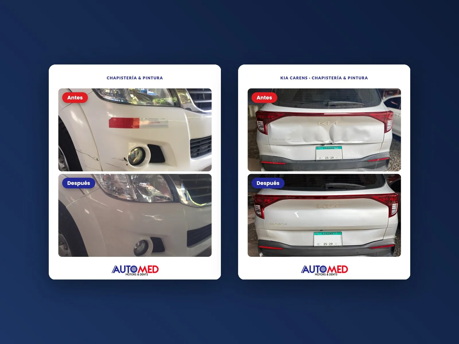 Antes y después de AutoMed publicados en Instagram