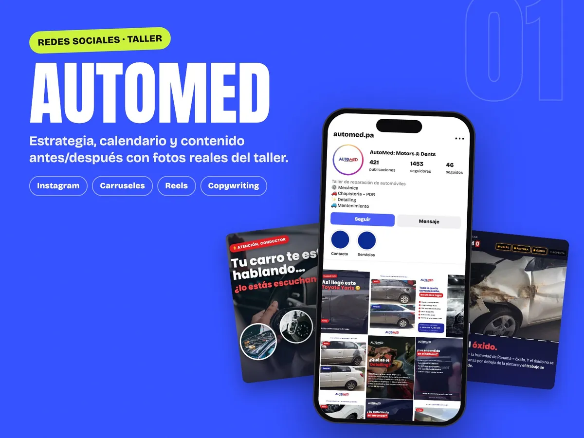 AutoMed · antes y después de chapistería en Instagram